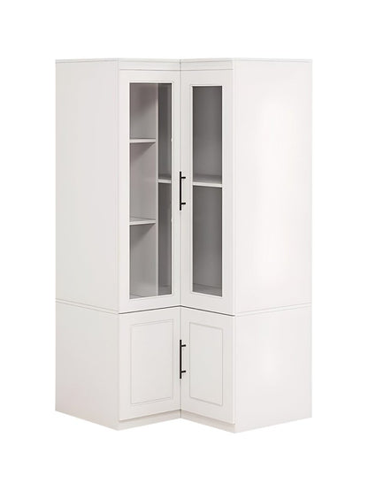 71" White Wood Four Door Corner Combo Dresser HomeRoots