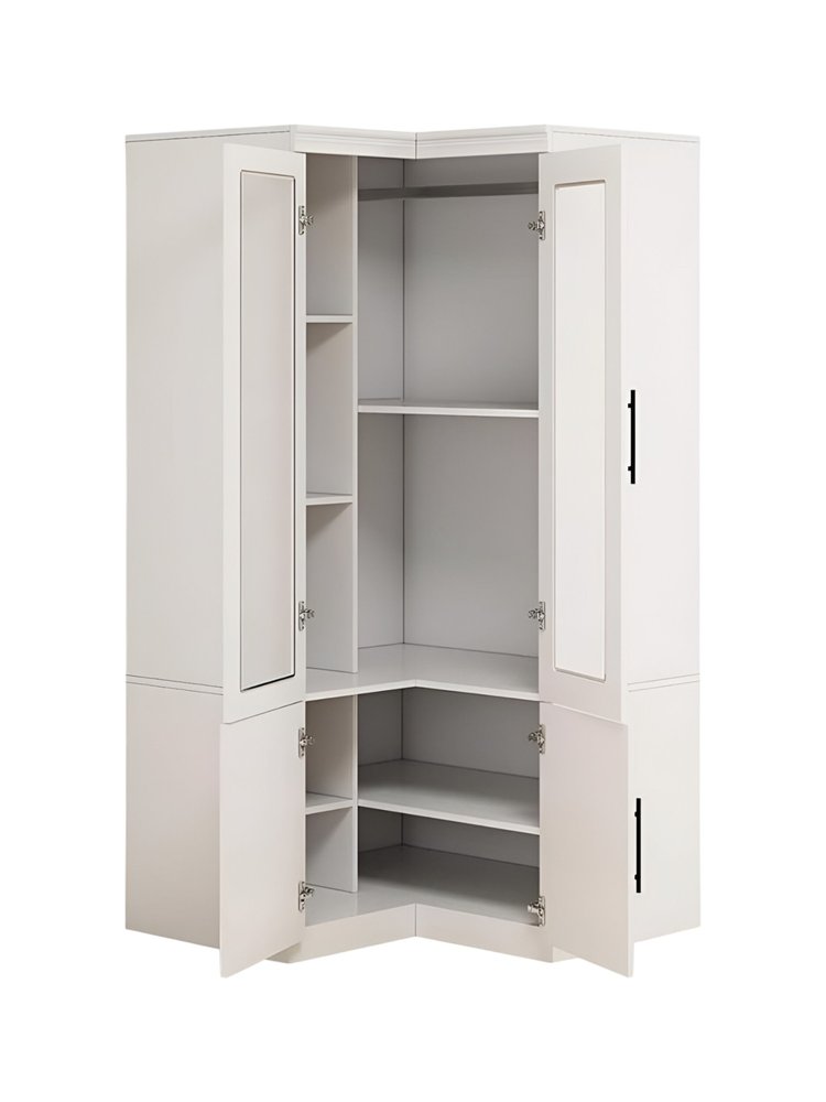 71" White Wood Four Door Corner Combo Dresser HomeRoots