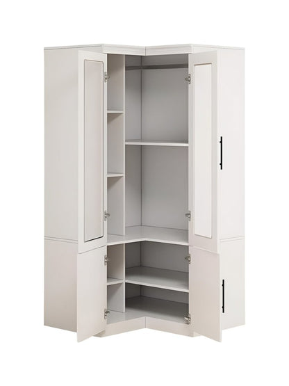 71" White Wood Four Door Corner Combo Dresser HomeRoots