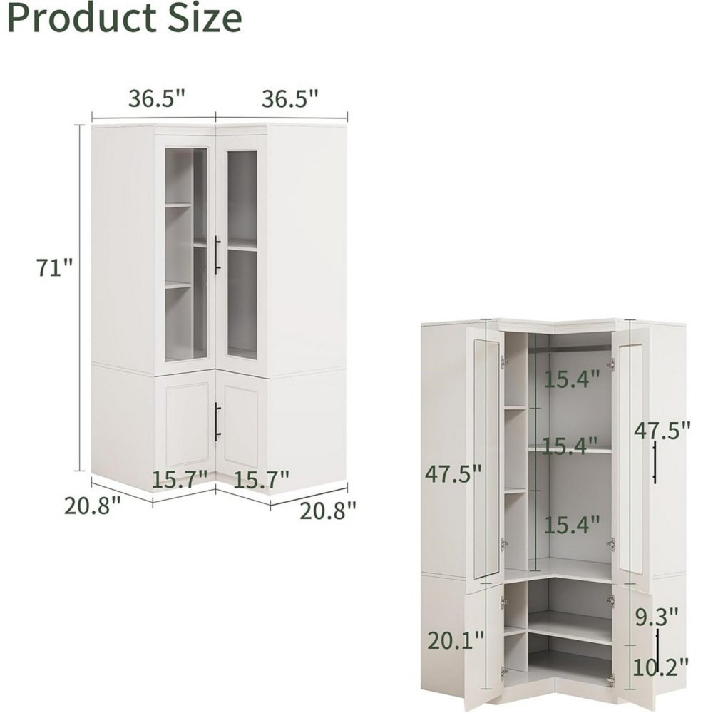 71" White Wood Four Door Corner Combo Dresser HomeRoots