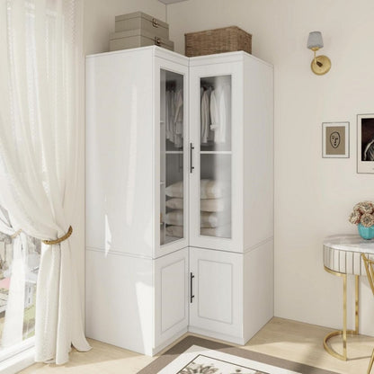 71" White Wood Four Door Corner Combo Dresser HomeRoots