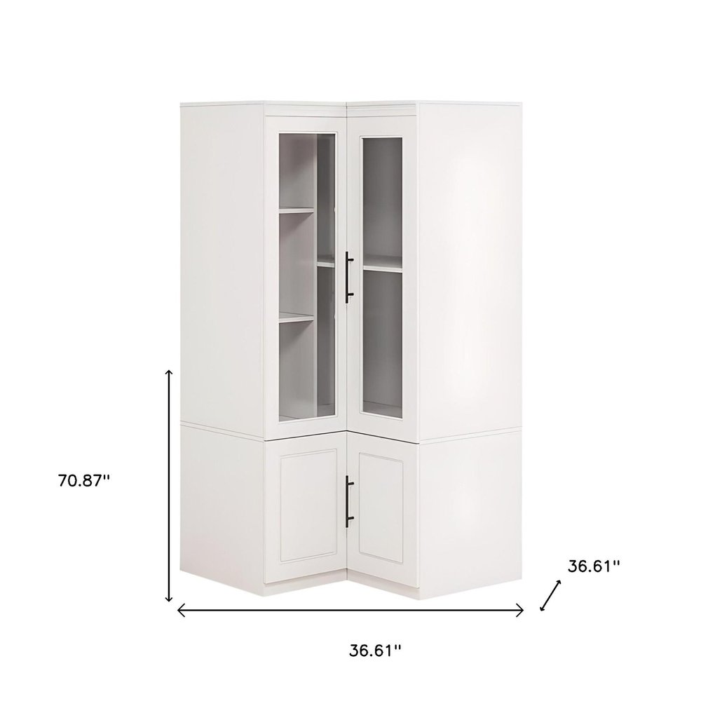 71" White Wood Four Door Corner Combo Dresser HomeRoots