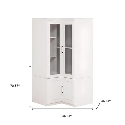 71" White Wood Four Door Corner Combo Dresser HomeRoots