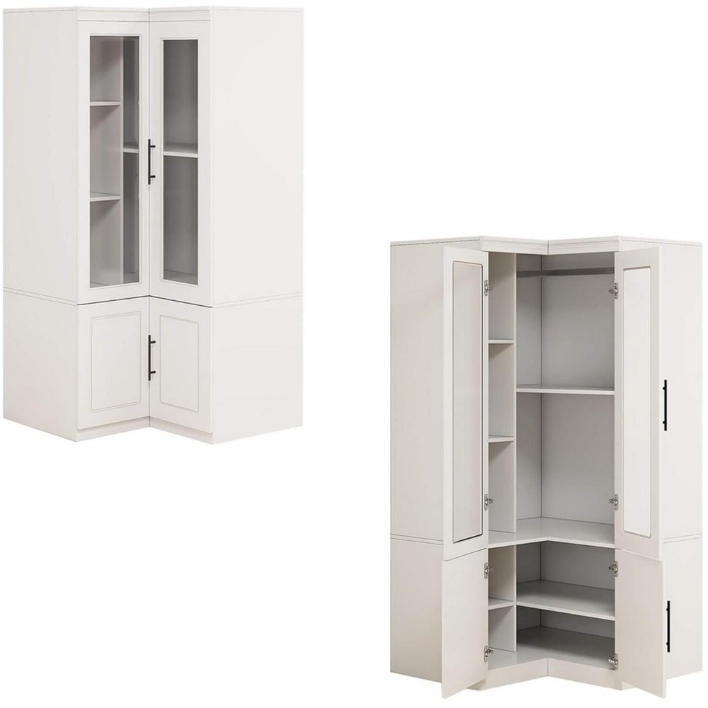 71" White Wood Four Door Corner Combo Dresser HomeRoots