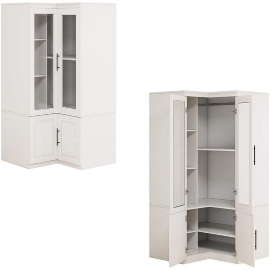 71" White Wood Four Door Corner Combo Dresser HomeRoots