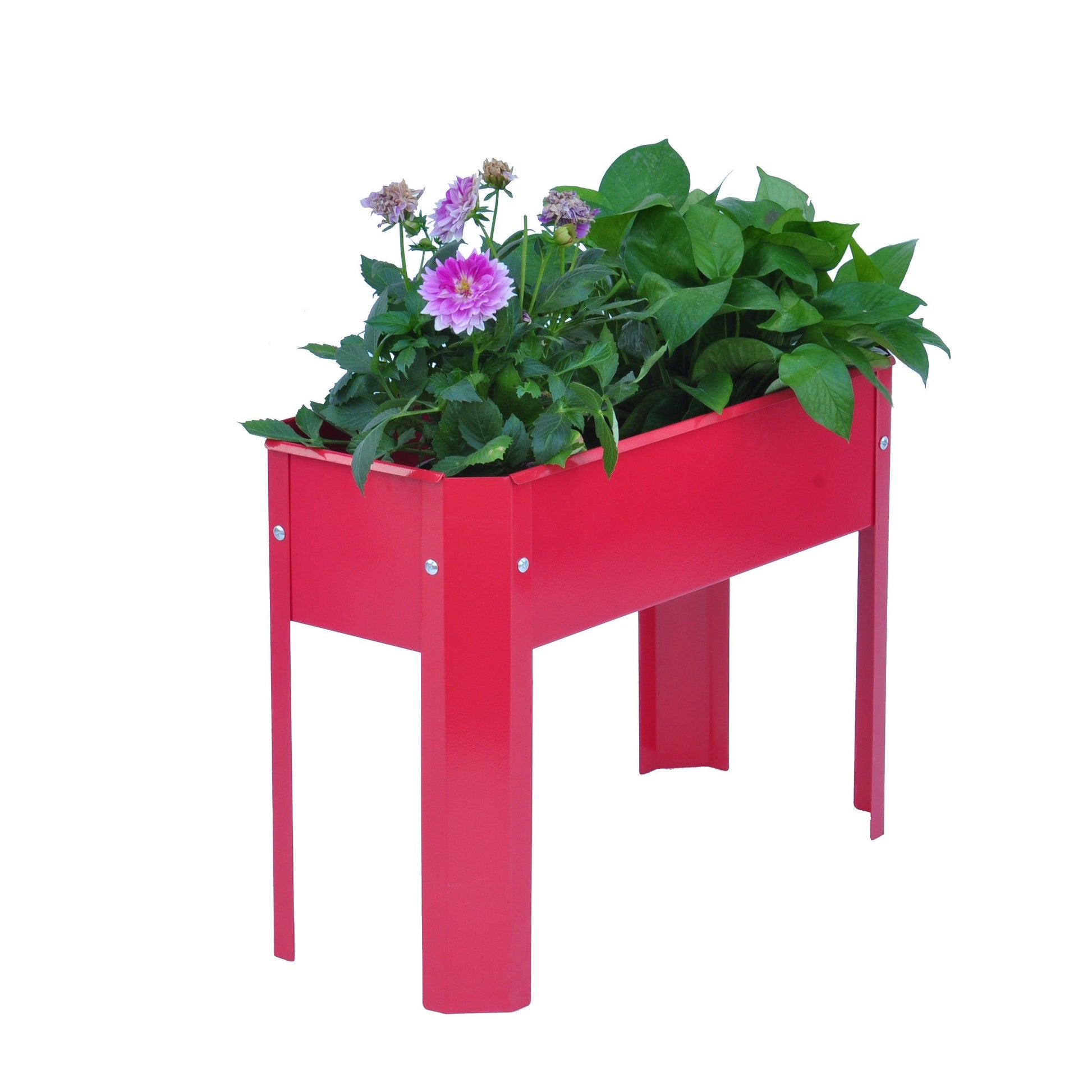 Elevated garden bed.metal elevated outdoor flowerpot box.suitable for backyard and terrace.large flowerpot. Red x 2 - FurniFindUSA