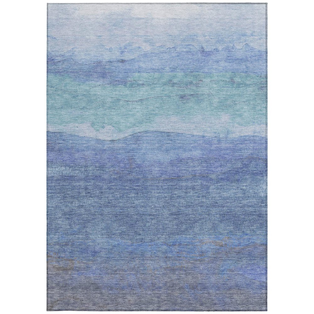 10' X 14' Blue Teal Blue And Sky Blue Abstract Washable Indoor Outdoor Area Rug HomeRoots