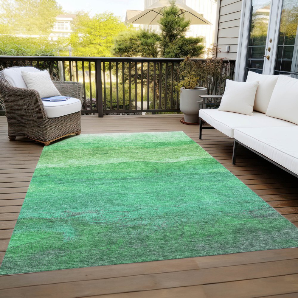 3' X 5' Green And Mint Green Abstract Washable Indoor Outdoor Area Rug — view 10
