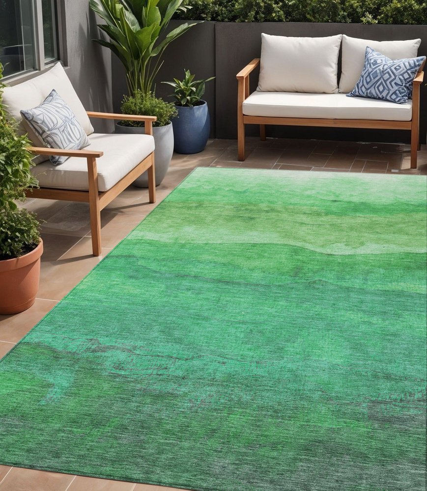 3' X 5' Green And Mint Green Abstract Washable Indoor Outdoor Area Rug HomeRoots