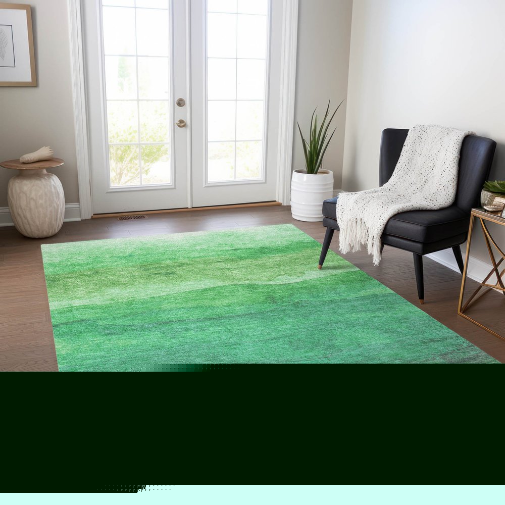 3' X 5' Green And Mint Green Abstract Washable Indoor Outdoor Area Rug HomeRoots