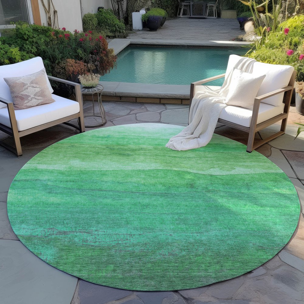 3' X 5' Green And Mint Green Abstract Washable Indoor Outdoor Area Rug — view 27