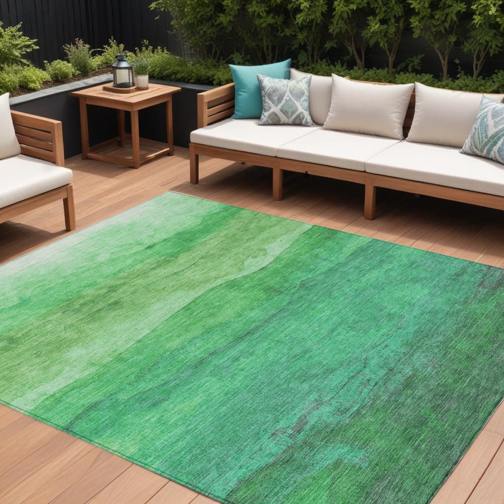 3' X 5' Green And Mint Green Abstract Washable Indoor Outdoor Area Rug HomeRoots