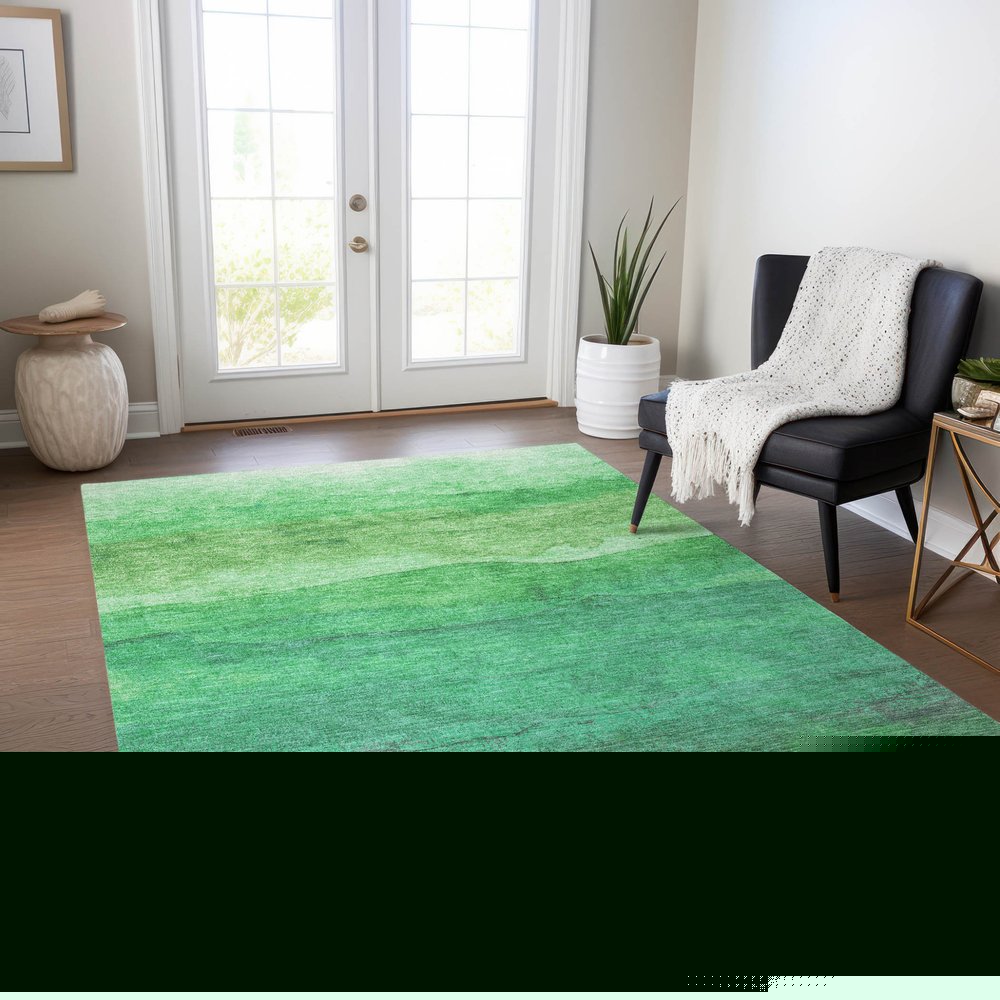 3' X 5' Green And Mint Green Abstract Washable Indoor Outdoor Area Rug HomeRoots
