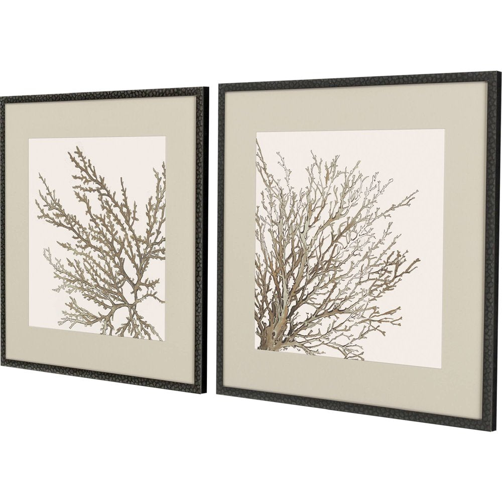 Set Of Two Taupe Coral Black Framed Wall Art — view 2