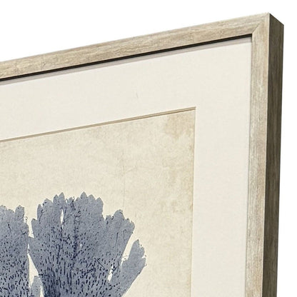 Set Of Four Indigo Sea Life Silver Framed Wall Art HomeRoots