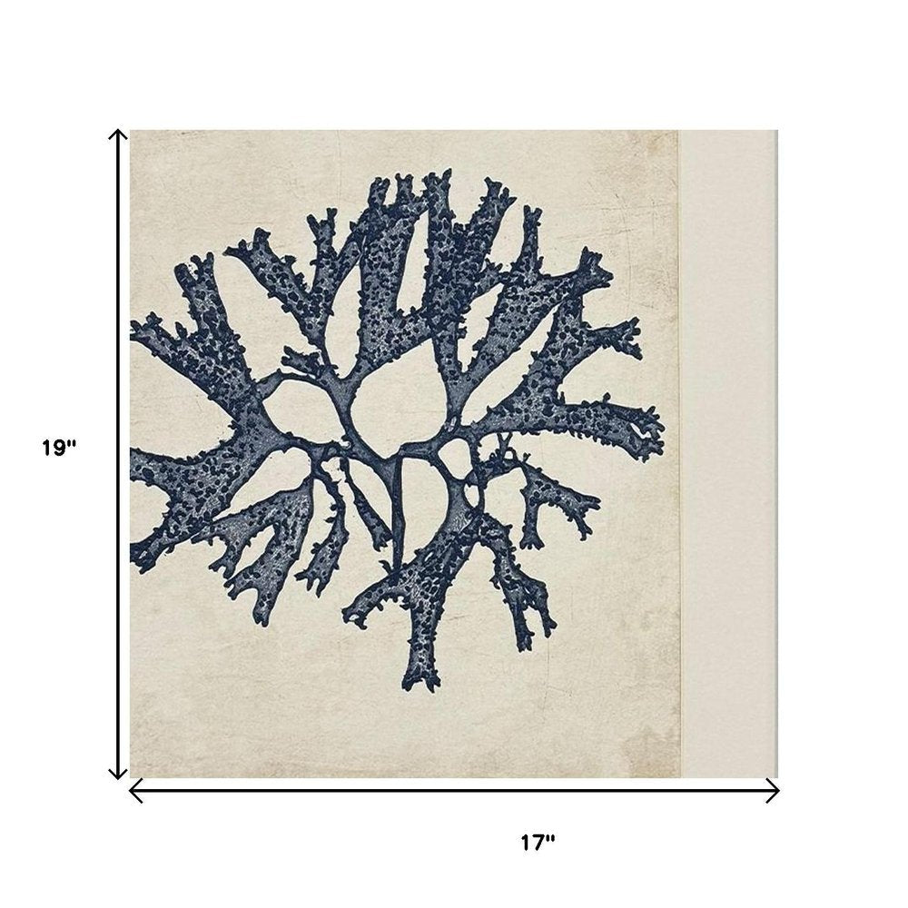 Set Of Four Indigo Sea Life Silver Framed Wall Art HomeRoots