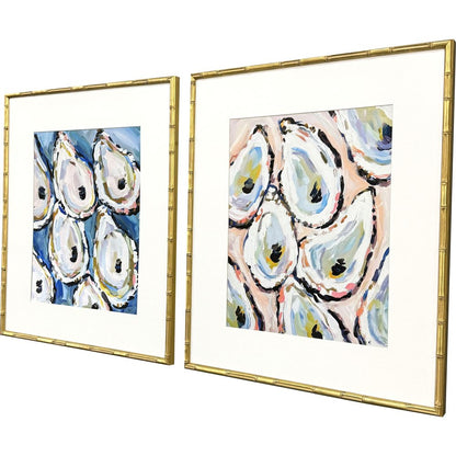 Set Of Two Oyster Shells Gold Framed Wall Art HomeRoots