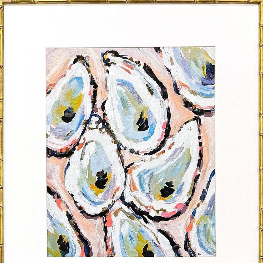Set Of Two Oyster Shells Gold Framed Wall Art HomeRoots