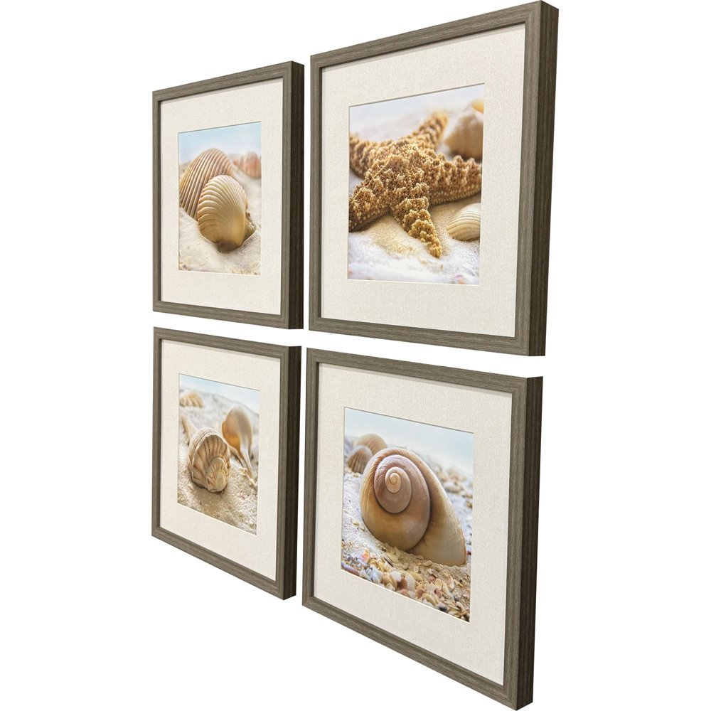 Set Of Four Beachy Shells Brown Framed Wall Art — view 2