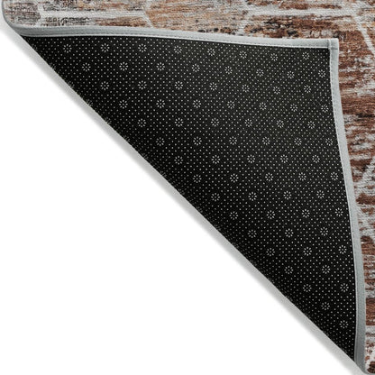 8' X 10' Rust Gray And Ivory Geometric Washable Indoor Outdoor Area Rug HomeRoots