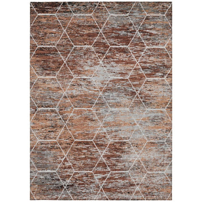 8' X 10' Rust Gray And Ivory Geometric Washable Indoor Outdoor Area Rug HomeRoots