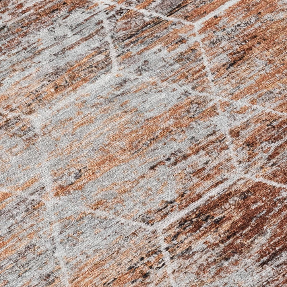 8' X 10' Rust Gray And Ivory Geometric Washable Indoor Outdoor Area Rug HomeRoots