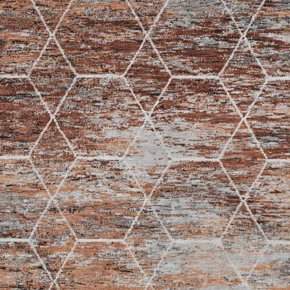 9' X 12' Rust Gray And Ivory Geometric Washable Indoor Outdoor Area Rug HomeRoots