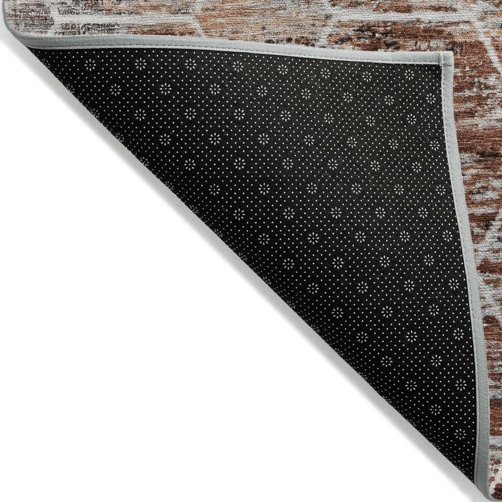 9' X 12' Rust Gray And Ivory Geometric Washable Indoor Outdoor Area Rug — view 8