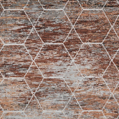 10' X 14' Rust Gray And Ivory Geometric Washable Indoor Outdoor Area Rug HomeRoots