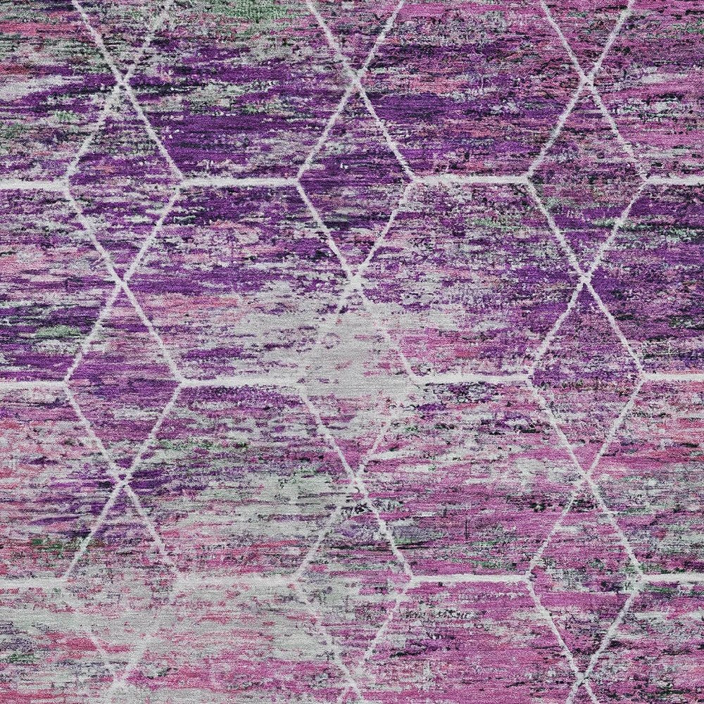 3' X 5' Purple Lavender And Ivory Geometric Washable Indoor Outdoor Area Rug HomeRoots