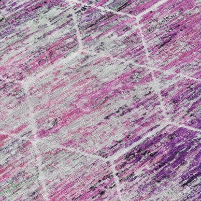 3' X 5' Purple Lavender And Ivory Geometric Washable Indoor Outdoor Area Rug HomeRoots