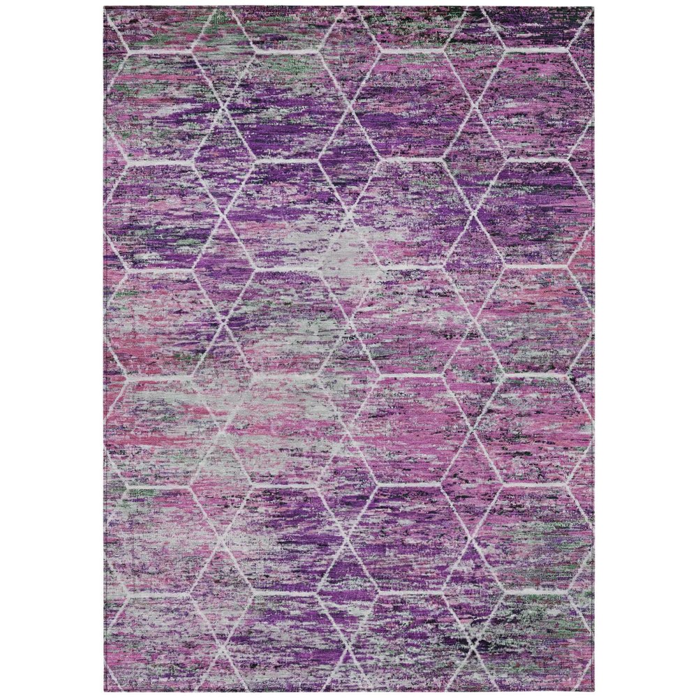 8' X 10' Purple Lavender And Ivory Geometric Washable Indoor Outdoor Area Rug HomeRoots