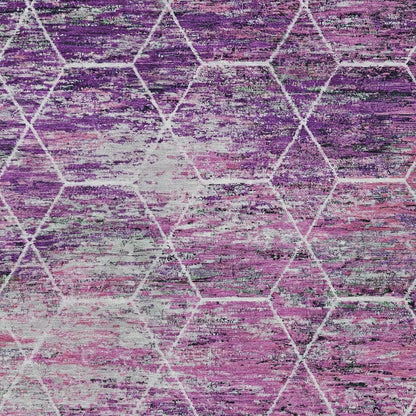 8' X 10' Purple Lavender And Ivory Geometric Washable Indoor Outdoor Area Rug HomeRoots