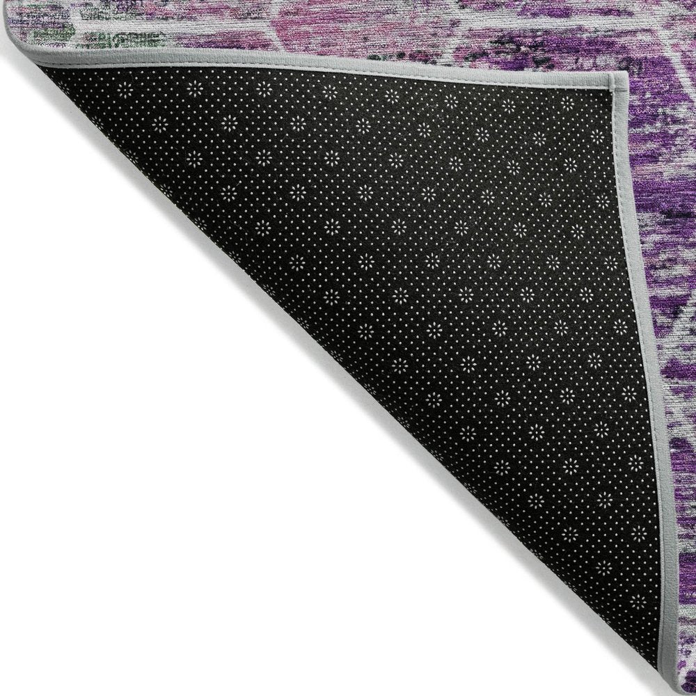 9' X 12' Purple Lavender And Ivory Geometric Washable Indoor Outdoor Area Rug HomeRoots