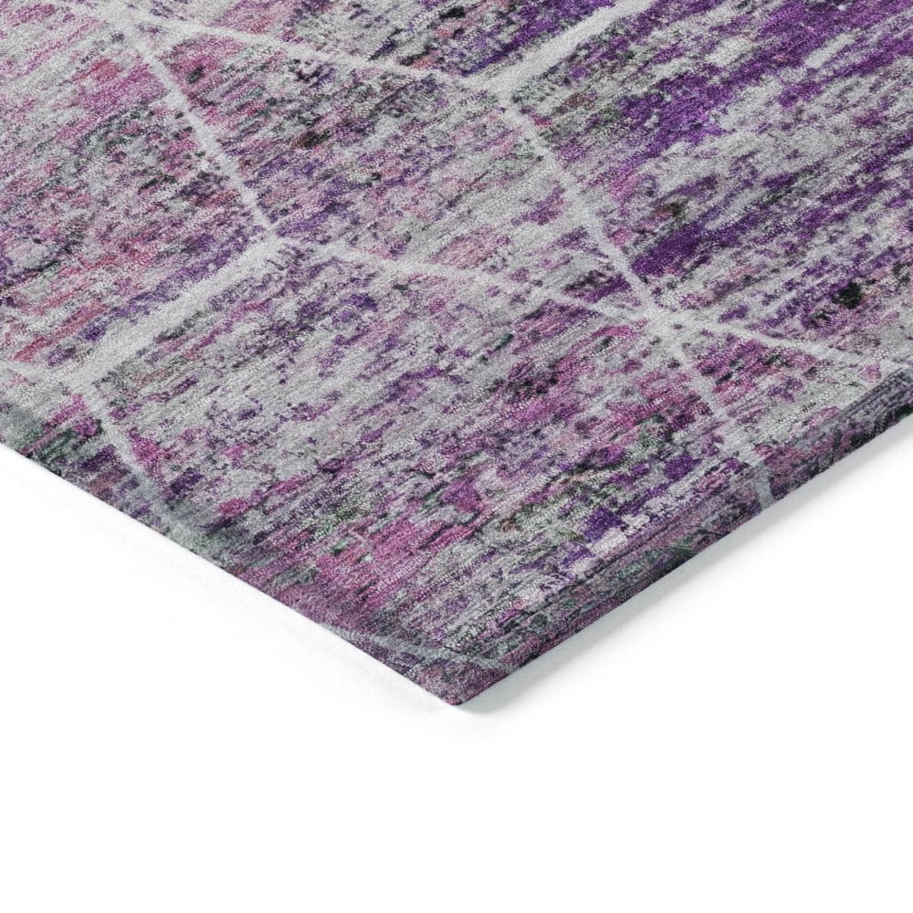 9' X 12' Purple Lavender And Ivory Geometric Washable Indoor Outdoor Area Rug — view 2