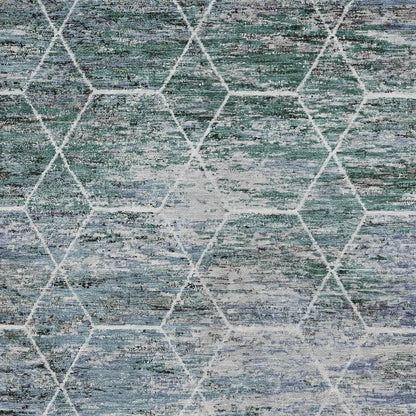 3' X 5' Teal Blue Gray And Ivory Geometric Washable Indoor Outdoor Area Rug HomeRoots