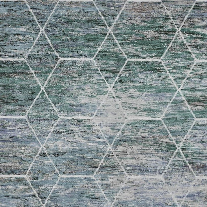 8' X 10' Teal Blue Gray And Ivory Geometric Washable Indoor Outdoor Area Rug HomeRoots