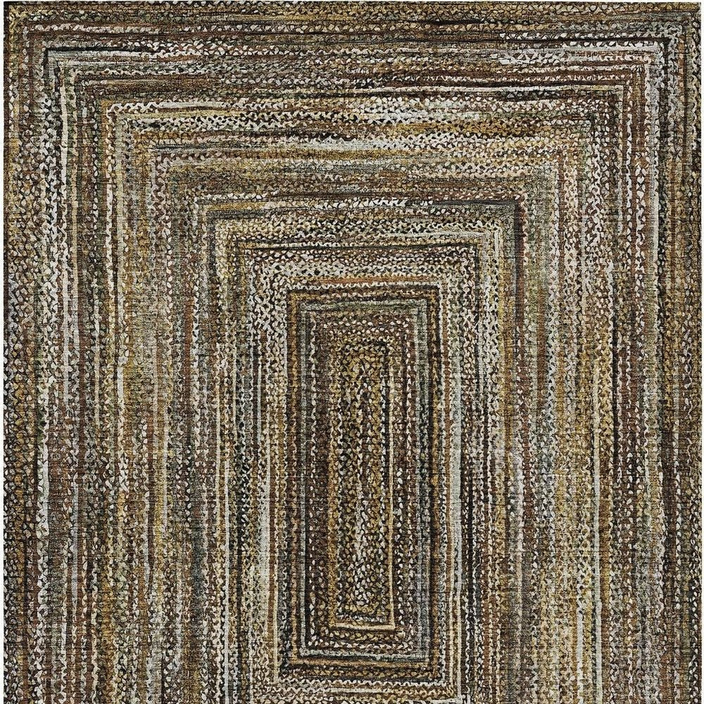 3' X 5' Brown Taupe And Ivory Geometric Washable Indoor Outdoor Area Rug — view 9