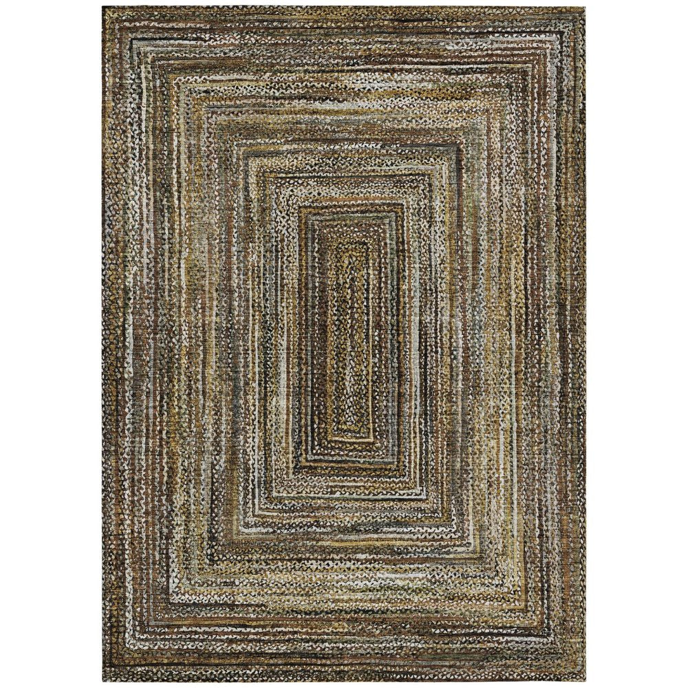 3' X 5' Brown Taupe And Ivory Geometric Washable Indoor Outdoor Area Rug HomeRoots