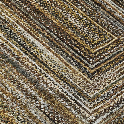 3' X 5' Brown Taupe And Ivory Geometric Washable Indoor Outdoor Area Rug HomeRoots
