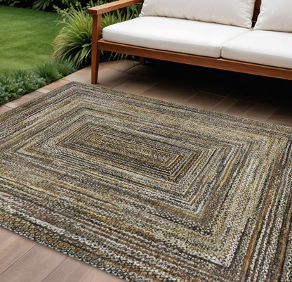 8' X 10' Brown Taupe And Ivory Geometric Washable Indoor Outdoor Area Rug HomeRoots