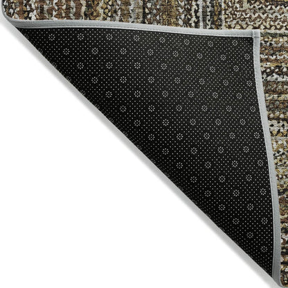 8' X 10' Brown Taupe And Ivory Geometric Washable Indoor Outdoor Area Rug HomeRoots