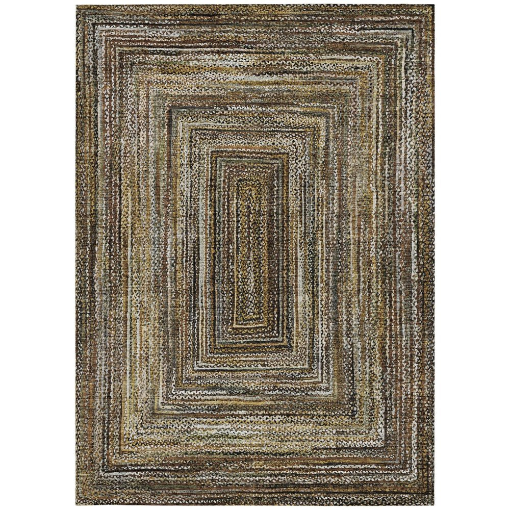 8' X 10' Brown Taupe And Ivory Geometric Washable Indoor Outdoor Area Rug HomeRoots