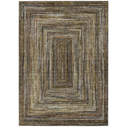 9' X 12' Brown Taupe And Ivory Geometric Washable Indoor Outdoor Area Rug HomeRoots