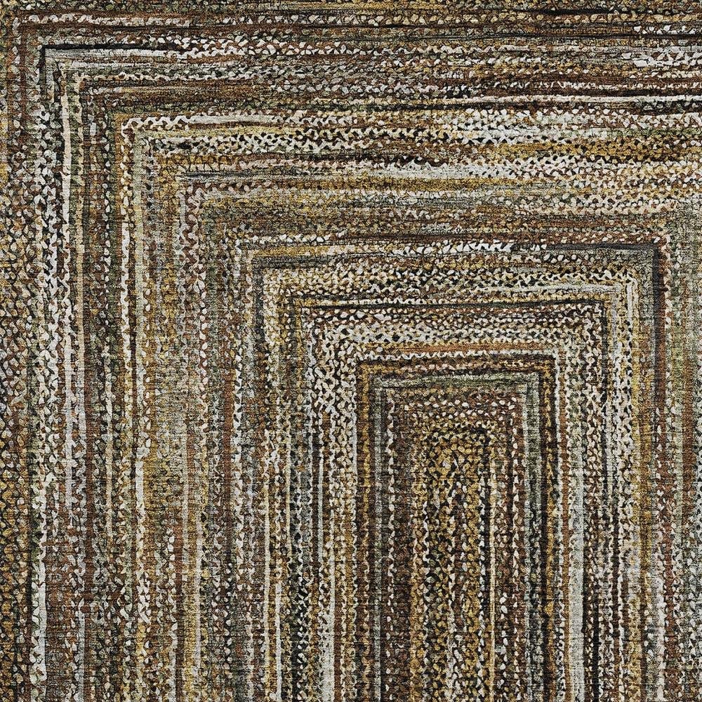 9' X 12' Brown Taupe And Ivory Geometric Washable Indoor Outdoor Area Rug HomeRoots
