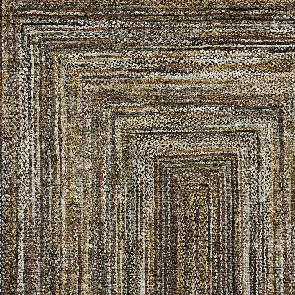 10' X 14' Brown Taupe And Ivory Geometric Washable Indoor Outdoor Area Rug HomeRoots