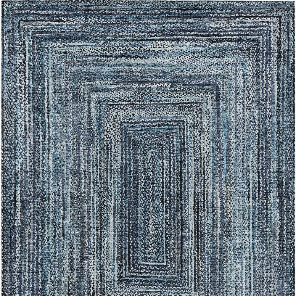 3' X 5' Blue Navy Blue And Ivory Geometric Washable Indoor Outdoor Area Rug — view 5