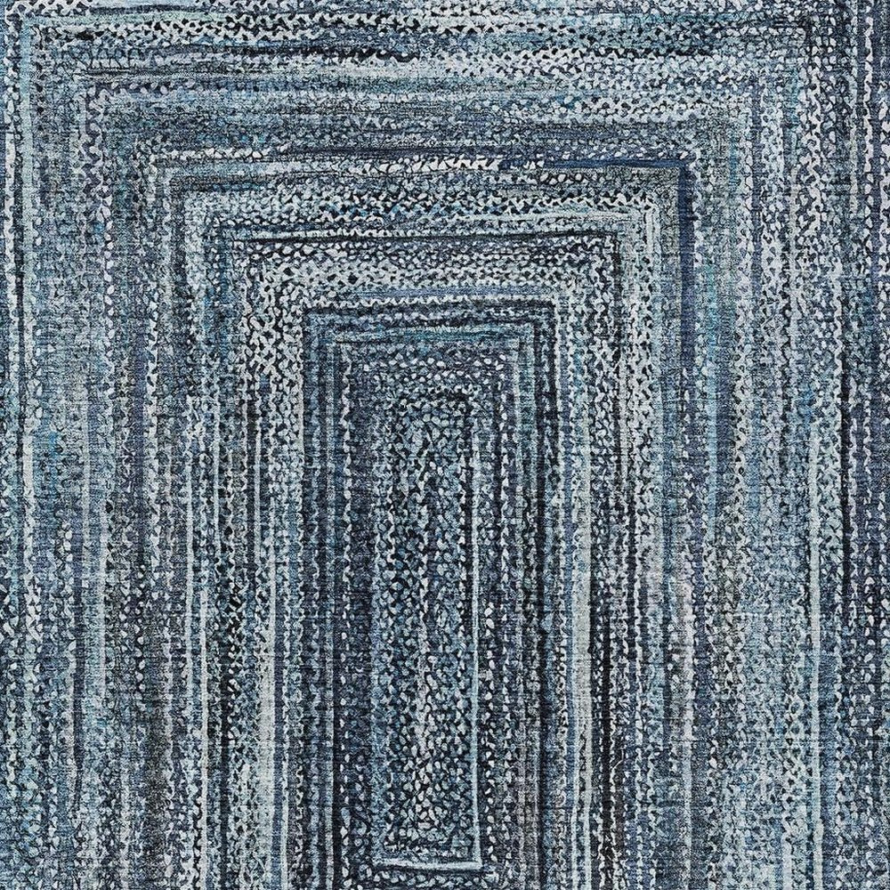 3' X 5' Blue Navy Blue And Ivory Geometric Washable Indoor Outdoor Area Rug HomeRoots