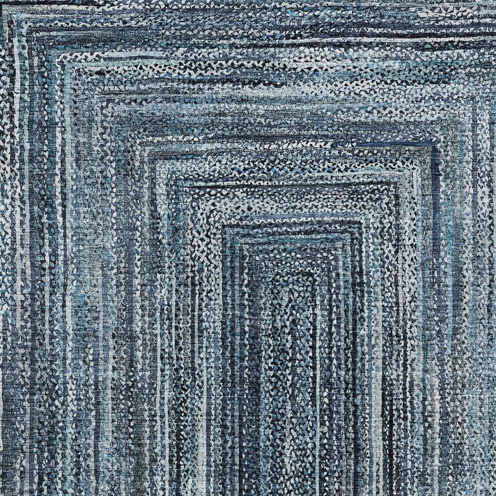 3' X 5' Blue Navy Blue And Ivory Geometric Washable Indoor Outdoor Area Rug — view 4