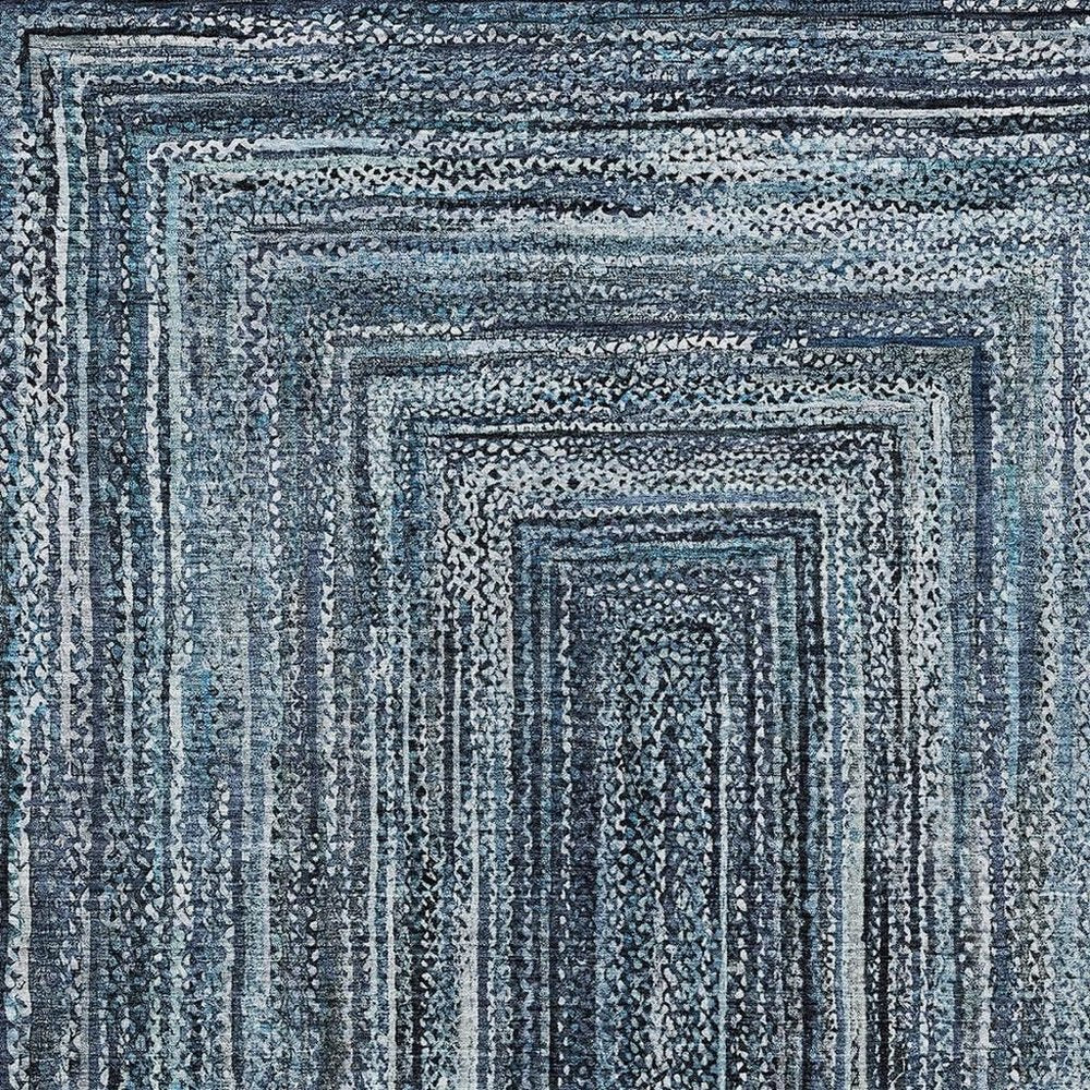 5' X 8' Blue Navy Blue And Ivory Geometric Washable Indoor Outdoor Area Rug — view 10